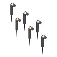 Set van 6 Pinero LED prikspots - GU10 5 Watt 400 lumen - Dimbaar - Kantelbaar - 4000K neutraal wit - IP65 waterdicht - Zwart - Tuinspot