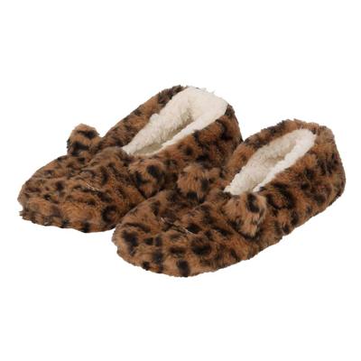 Apollo Ballerina sloffen - maat 37/39 - bruin - luipaard - pantoffels - antislip zool