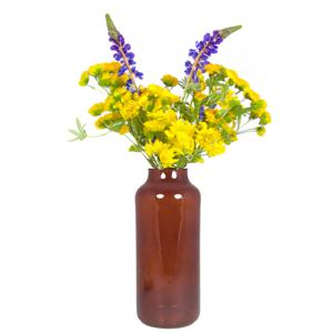 Bela Arte Bloemenvaas Milan - transparant bruin glas - D15 x H35 cm - melkbus vaas met smalle hals   -