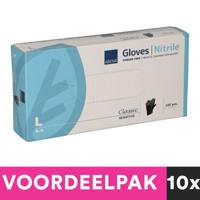 Abena poedervrije nitrile handschoenen maat large 100 stuks zwart voordeelpakket