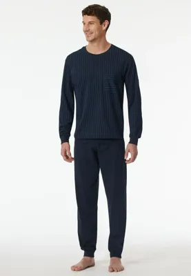 Schiesser heren pyjama extra lang - Donkerblauw - Comfort Essentials