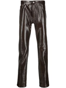 Courrèges pantalon fuselé à effet de brillance - Marron