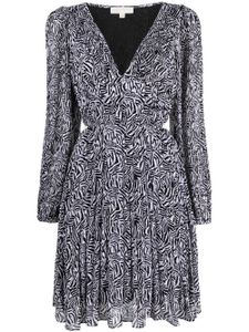 Michael Michael Kors robe courte plissée à imprimé zèbre - Noir