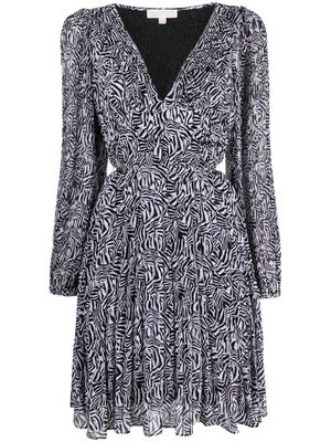 Michael Michael Kors robe courte plissée à imprimé zèbre - Noir