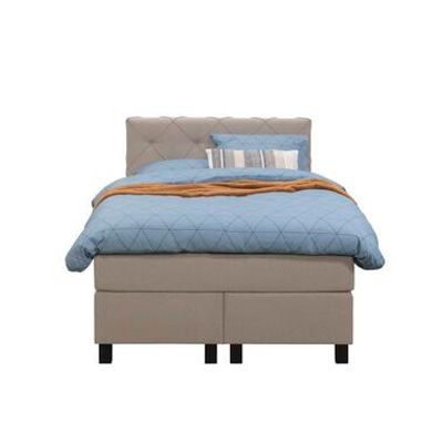 Boxspring Liv geruit - beige - 120x200 cm - vierkante poot - Leen Bakker