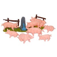 8x Varkens / biggetjes miniatuur beeldjes dierenbeeldjes - thumbnail