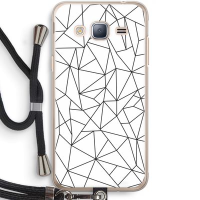Geometrische lijnen zwart: Samsung Galaxy J3 (2016) Transparant Hoesje met koord