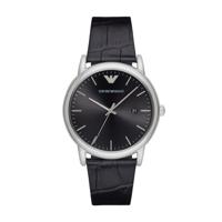 Horlogeband Armani AR2500 Leder Zwart 22mm