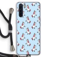 Eenhoorns overal: Oppo A91 Transparant Hoesje met koord
