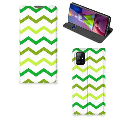Samsung Galaxy M51 | Hoesje met Magneet | Zigzag Groen