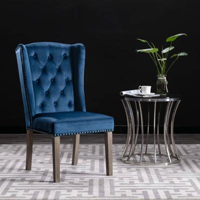 Eetkamerstoel fluweel blauw