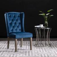 Eetkamerstoel fluweel blauw