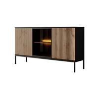 Meubella Dressoir Legend - Mat zwart - Eiken - 154 cm