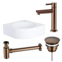 QeramiQ Fuente fonteinset - 30x30x10cm - 1 kraangat - hoek - keramiek - fonteinkraan koper - glans wit SW970033/SW799405/SW799403/SW679885 QeramiQ Fuente fonteinset - 30x30x10cm - 1 kraangat - hoek - keramiek - fonteinkraan koper - glans wit SW970033/SW799405/SW799403/SW679885