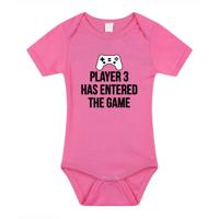 Player 3 entered the game tekst - Baby rompertje - roze - meisjes - Kraamcadeau