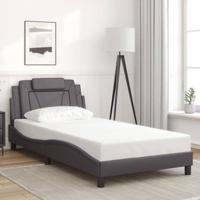 Bedframe met hoofdbord kunstleer grijs 100x200 cm