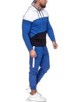 Heren joggingpak blauw - wit - zwart - 1083 - thumbnail
