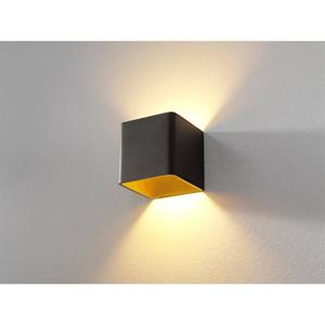 Artdelight Vierkante wandlampFulda zwart met goud - WL FULDA ZW-MG