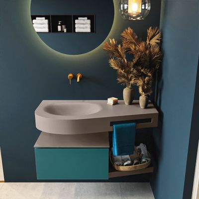 MONDIAZ RIVA 100cm badmeubel onderkast / planchet kleur Smag met 1 lade. Wastafel DULCET links 0 kraangaten kleur Smoke. MONDIAZ RIVA 100cm badmeubel onderkast / planchet kleur Smag met 1 lade. Wastafel DULCET links 0 kraangaten kleur Smoke.