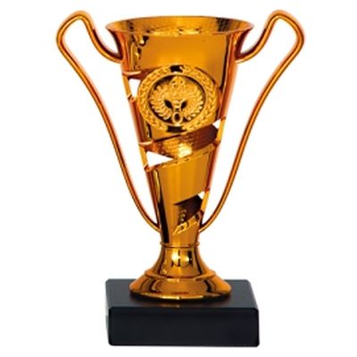 Luxe trofee/prijs beker met sierlijke oren - brons - kunststof - 17 x 11 cm