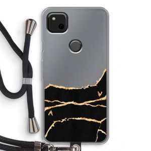 Gouden marmer: Pixel 4a Transparant Hoesje met koord