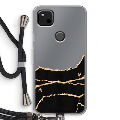 Gouden marmer: Pixel 4a Transparant Hoesje met koord