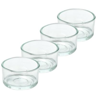 Trend Candles theelichthouder - 4x - glas - transparant - 4x3 cm - waxinelicht