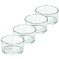 Trend Candles theelichthouder - 4x - glas - transparant - 4x3 cm - waxinelicht
