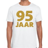 95 jaar goud glitter verjaardag kado shirt wit heren