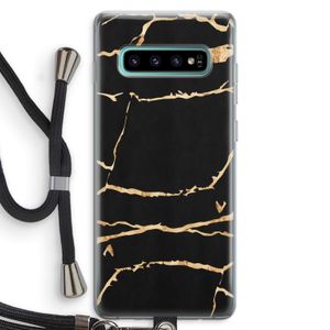 Gouden marmer: Samsung Galaxy S10 Plus Transparant Hoesje met koord