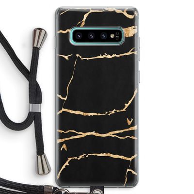 Gouden marmer: Samsung Galaxy S10 Plus Transparant Hoesje met koord