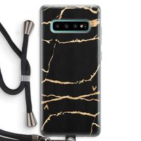 Gouden marmer: Samsung Galaxy S10 Plus Transparant Hoesje met koord
