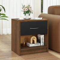 Nachtkastje met Lade Nachtkastje met Open Opbergplank Compacte Tafel voor Kleine Ruimte Moderne Bijzettafel