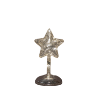 Ster op stam glas led op batterij met timer h19 cm mercury zilver - Annas collection