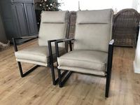 Set van 2 leren fauteuils met stalen frame en hoge rug - bruin leer - Echt leer, Industrieel, ontdek de vele Leersoorten en Kleuren bij ShopX