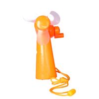 Mini ventilator/handventilator - 11 cm - met draaimechaniek - Oranje - Verkoeling in zomer