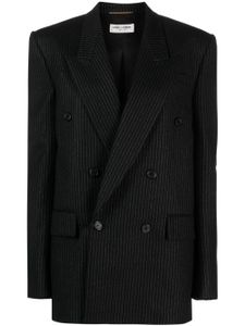 Saint Laurent blazer croisé à fines rayures - Noir