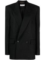 Saint Laurent blazer croisé à fines rayures - Noir