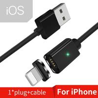 2 stks ESSAGER smartphone snel opladen en gegevensoverdracht magnetische kabel kleur: zwart iOS kabel (2m)