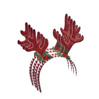 Rendier diadeem - 4x - 24 cm - rood glitter - gewei - haarband - kerst - kinderen en volwassenen