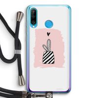 Zwart-wit cactus: Huawei P30 Lite Transparant Hoesje met koord