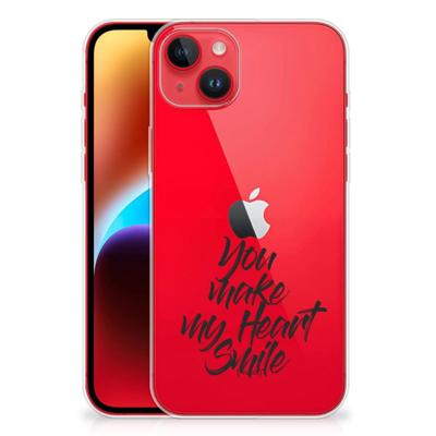 iPhone 14 Plus | Siliconen hoesje | met naam Heart Smile iPhone 14 Plus | Siliconen hoesje | met naam Heart Smile