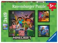 Ravensburger puzzel 3x49 stukjes Minecraft Biomes