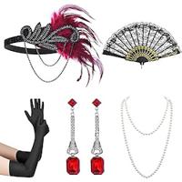 Vintage Jaren 1920 Gatsby Jaren '20 flapper hoofdband Accessoireset Ketting Oorbel Charleston Dames Veer Modieus Maskerade Festival 1 Ventilator Lightinthebox