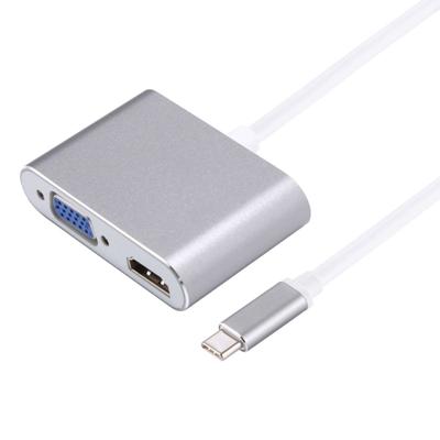 2 in 1 VGA & HDMI Female to USB-C / Type-C Male Hub Splitter Adapter(Grey)