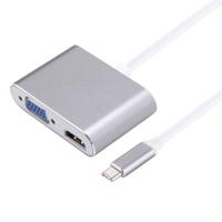 2 in 1 VGA & HDMI Female to USB-C / Type-C Male Hub Splitter Adapter(Grey)