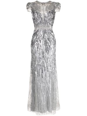 Jenny Packham Marina avondjurk verfraaid met pailletten - Grijs
