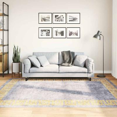 VidaXL Vloerkleed wasbaar anti-slip 150x230 cm grijs en goudkleurig