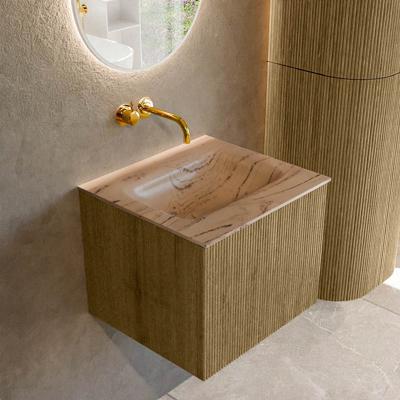 Badmeubel Mondiaz Kurve-Dlux | 50 cm | Meubelkleur Dusk | Wastafelkleur Arena | Solid surface | Wasbak midden spoelbak | Zonder kraangat(en)