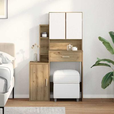 Kaptafel artisanaal eikenkleurig 80 x 35 x 132 cm Bewerkt hout